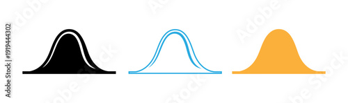 Bell curve illustrations in three colors