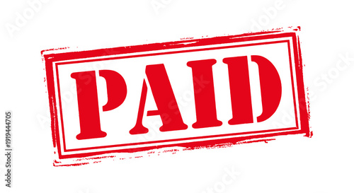 A red rubber stamp displaying the word paid in bold capitalized letters