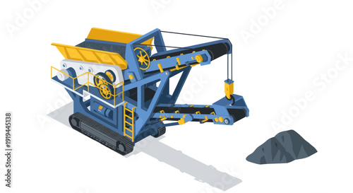 Heavy machinery crusher for mining and construction industry.