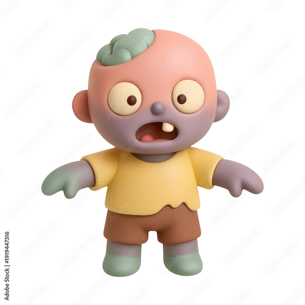 Fototapeta premium PNG Cute cartoon zombie toy figure
