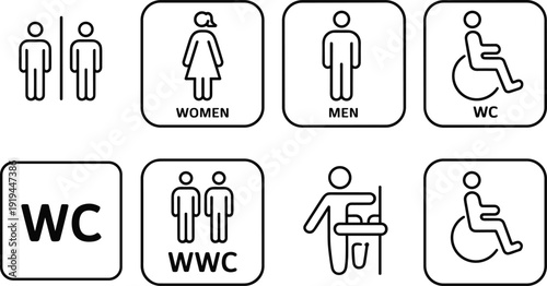 Restroom signs for men women disabled and unisex toilets toilet signs