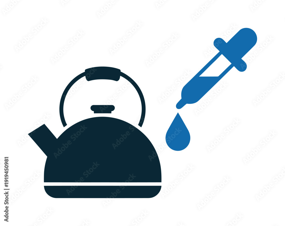 Fototapeta premium Vector illustration of a kettle and a dropper with a dripping fluid