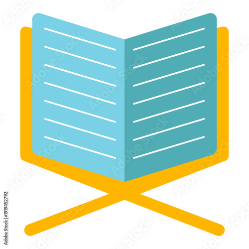 Flat Design Open Islamic Book on Stand Illustration Religious Icon