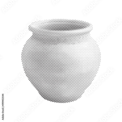 Halftone Clay Pot Silhouette Vector
