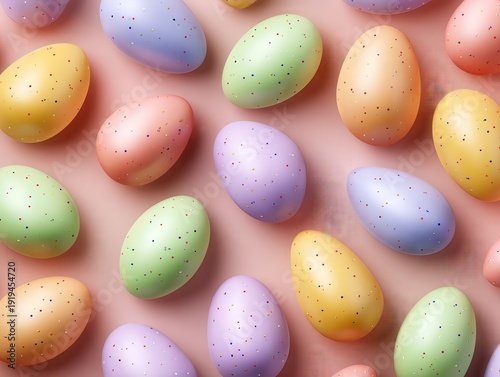 Pastel Candy Easter Eggs Seamless Pattern on Soft Pink Background – Minimal Spring Holiday Design