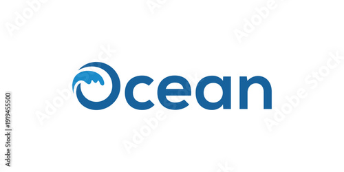 word mark text ocean logo design, wave sea surfing graphic icon concept	