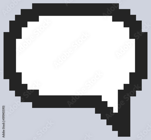 Pixel art speech bubble design.