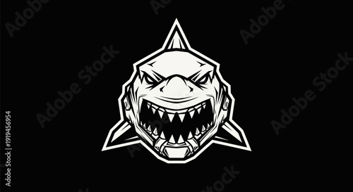 Shark illustration with aggressive grin