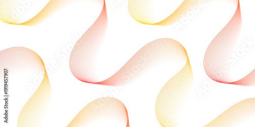 Abstract background with lines and waves. Medium banner size. Vector element for design isolated on white. Minimalistic background for brochure, booklet, flyer, poster. Red, yellow and white gradient