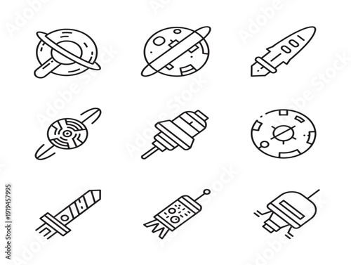 Stunning space astronomy line illustration with cosmic exploration theme