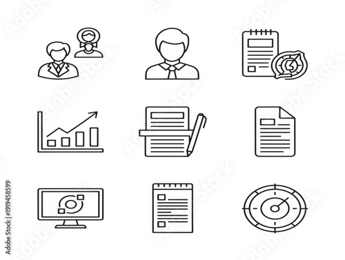Modern productivity line icon set with efficiency theme