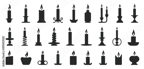 Collection of Black Candle Silhouettes with Flames call error