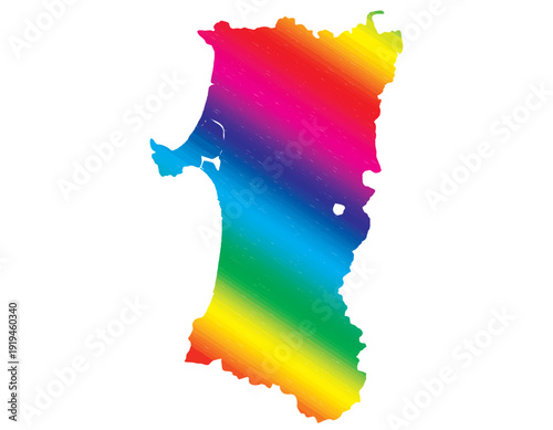 秋田県　虹色　カラフル　イラスト