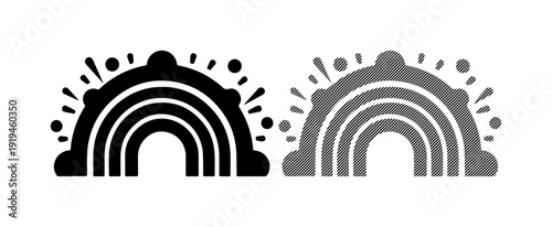 Stylized rainbow symbols representing hope and good fortune