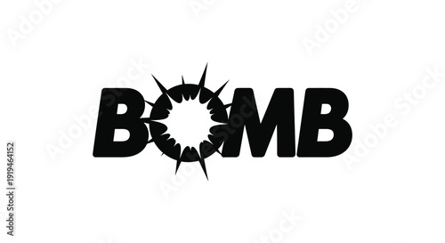 Explosive word art with a bomb shape integrated bold black silhouette