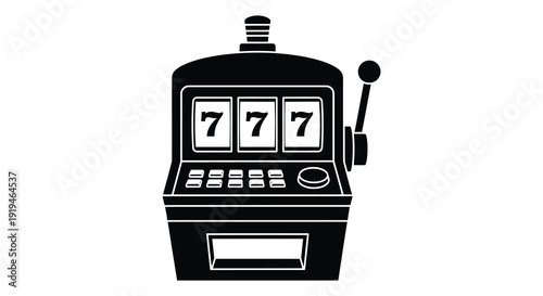 Black silhouette of a classic slot machine displaying three sevens silhouette