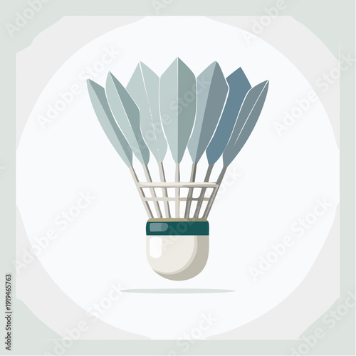 Vector illustration of a white and green badminton shuttlecock, a classic sports game equipment for competitive play
