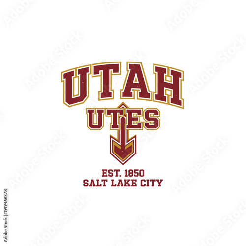 Utah Utes Logo: A bold logo of the Utah Utes, showcasing the team's name and founding date, a symbol of heritage and pride.