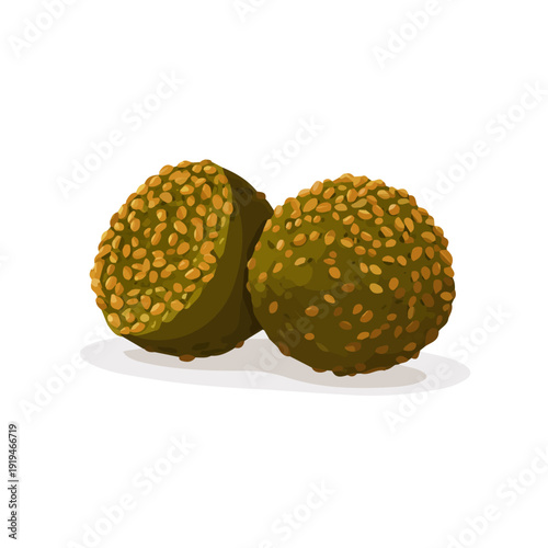 Falafel flat vector illustration in a modern and simple 2D style, placed on a white background.