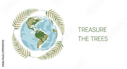 Environmental conservation icon with globe and leaves