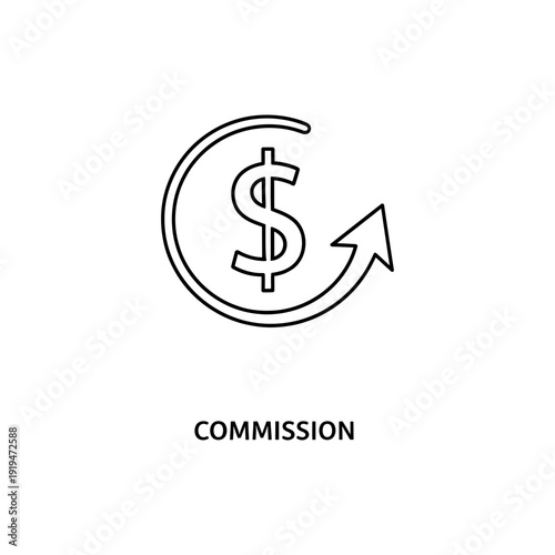 Commission Payout Simple Outline Line Icon Vector Illustration Design