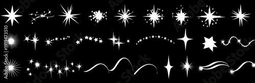 A sparkling star vector icon set for festive magical design graphics ideal for creative celebration projects
