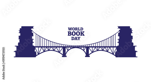 World Book Day bridge silhouette vector graphic