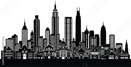 Intricate Vintage Historical Metropolis Silhouette Art