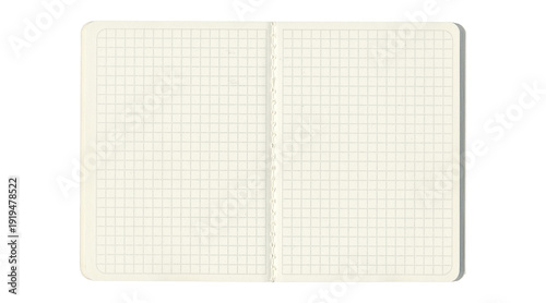 Tableau sur toile Open graph paper notebook spread with rounded corners on transparent background