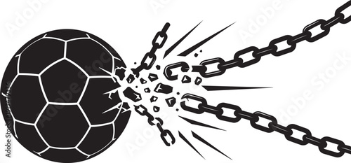 Soccer Ball Breaking Chain Symbolizing Strength and Freedom Graphic Illustration