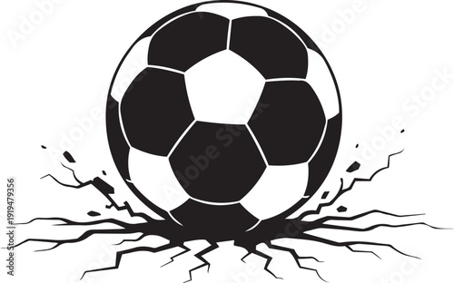 Soccer Ball Cracking Ground Impact Dynamic Motion Sport Isolated