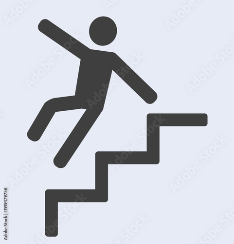 Caution: slippery stairs warning sign icon.
