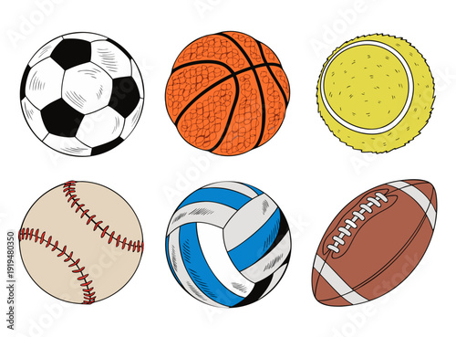 Wallpaper Mural Collection of various sports balls arranged neatly showcasing different athletic equipment for games and recreation activities Torontodigital.ca