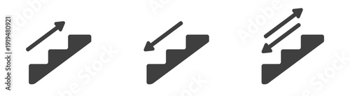 Stair arrows: up, down, and escalator icons.