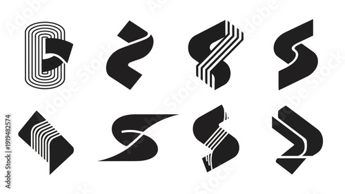 Abstract S Letter Logos, Modern Geometric Shapes, Minimalist Design Elements