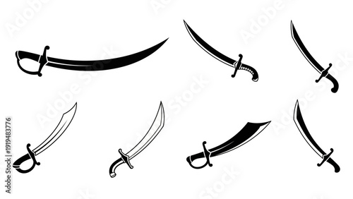 Collection of Pirate Swords and Sabers Vector Icons