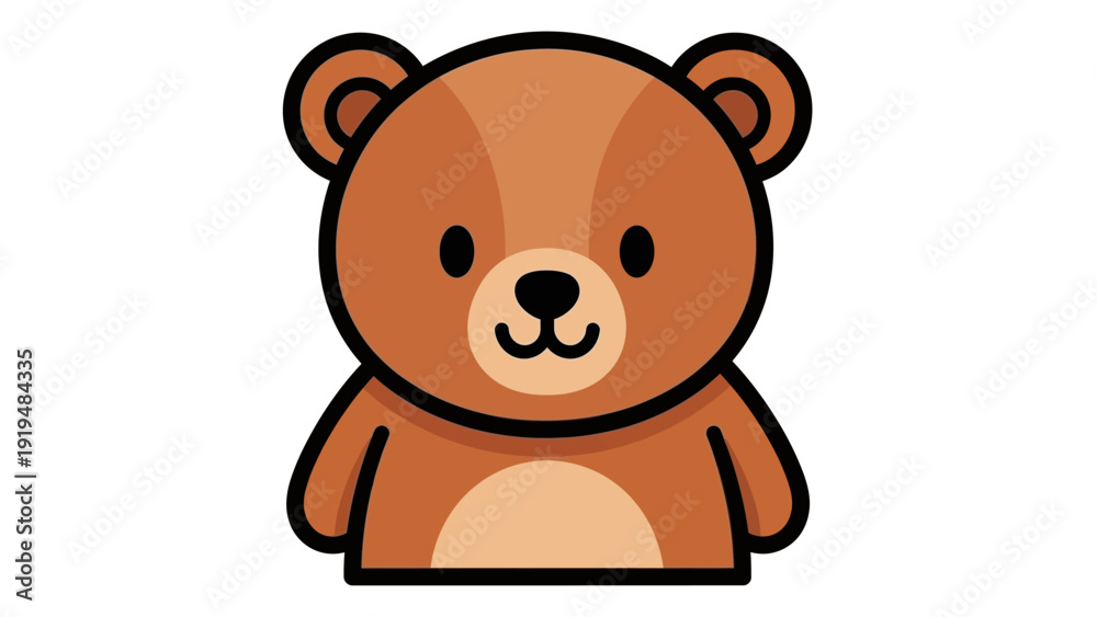 Obraz premium Cute Cartoon Bear Icon, Adorable Teddy Bear Character, Simple Vector Art