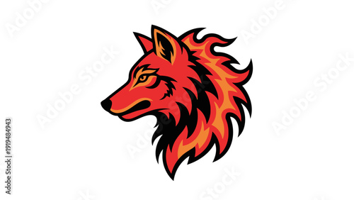 Fiery Wolf Head Logo Mascot - Aggressive Predator Spirit