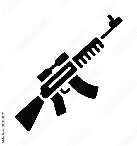 Vector illustration of an assault rifle with a distinctive design.
