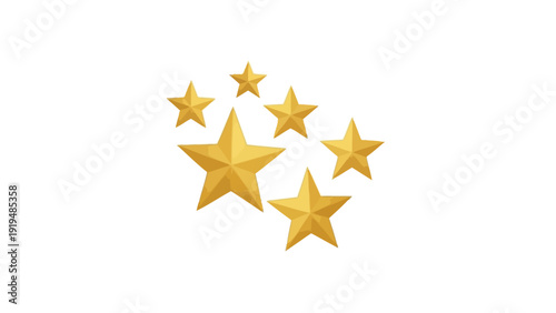 Golden Stars Cluster on White Background - Success, Achievement, Excellence