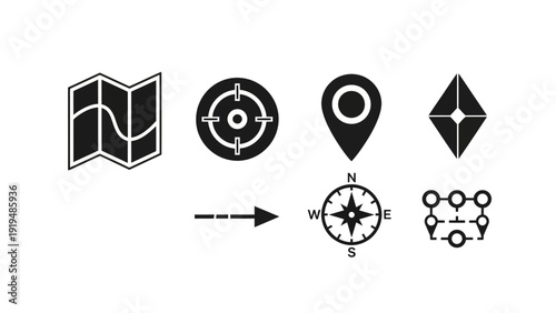 Navigation Icons: Map, Compass, Target, Location Pin, Arrow, Diamond, Network