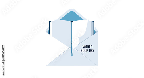 Vector illustration of an open book with umbrella on World Book Day