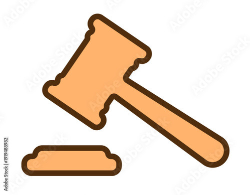 Judge's gavel icon: legal symbol in flat design.