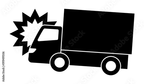 ぶつかるトラックのシルエット