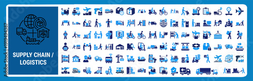 Supply Chain and Logistics Solid Duotone Icon Set