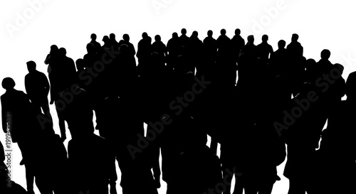 Large group of diverse people silhouettes standing together.