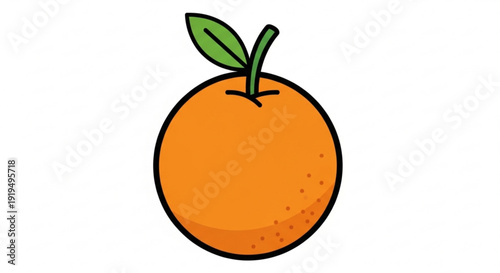 Vibrant orange fruit with green leafy stem on white background symbolizing freshness and nutrition