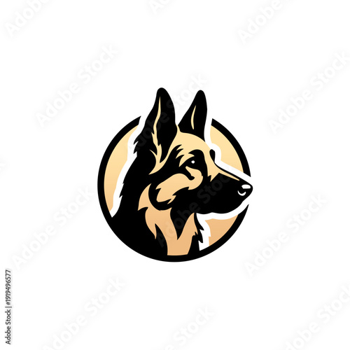 German Shepherd Dog Head Logo Illustration.
