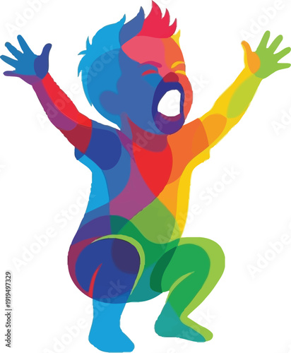 Silhouette of a troubled, standing young boy with arms crossed looking down sadly