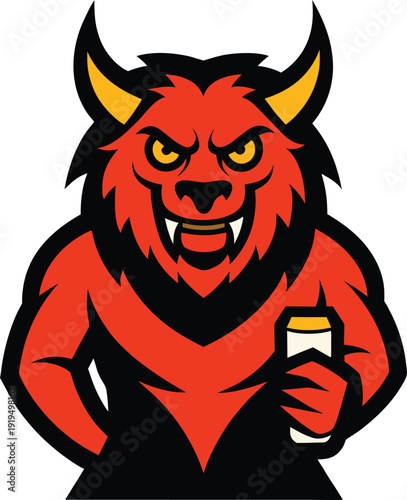 Energy Drink Beast Mascot Logo for Sports Nutrition Branding Vector illustration